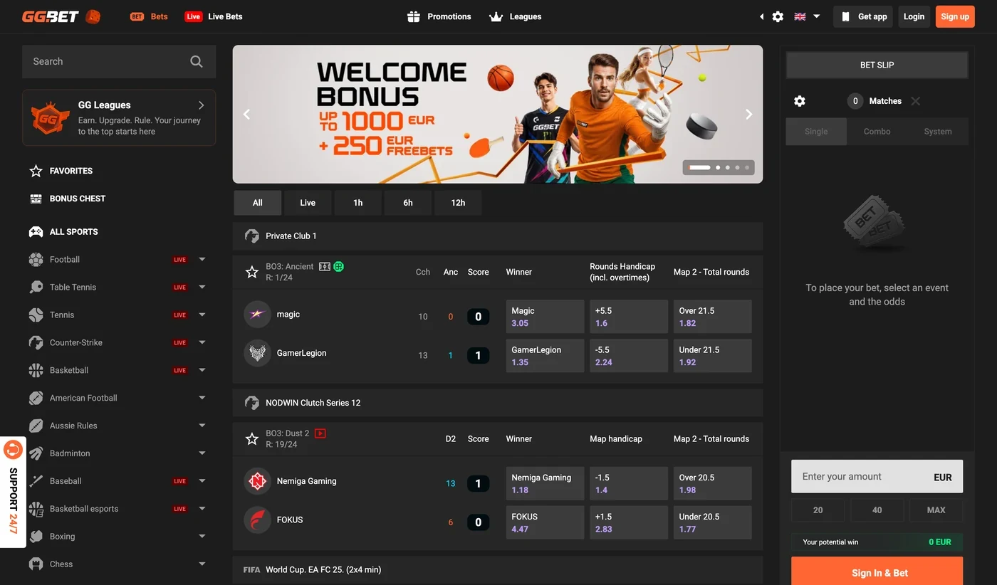 GGBET Lietuva e. sporto meniu: Dota 2, Counter-Strike, Valorant
